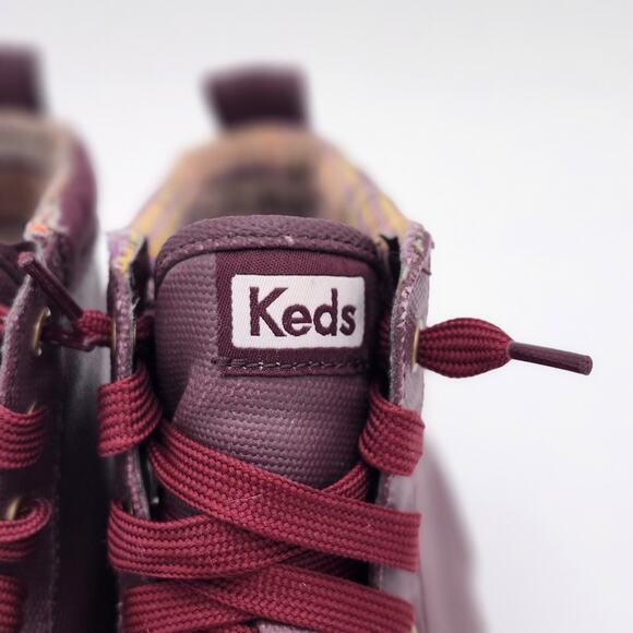 Keds Scout Fabric Lined Waxed Rain Ankle Bootie Burgundy Sneakers Size 7.5 S0048 - Picture 5 of 13